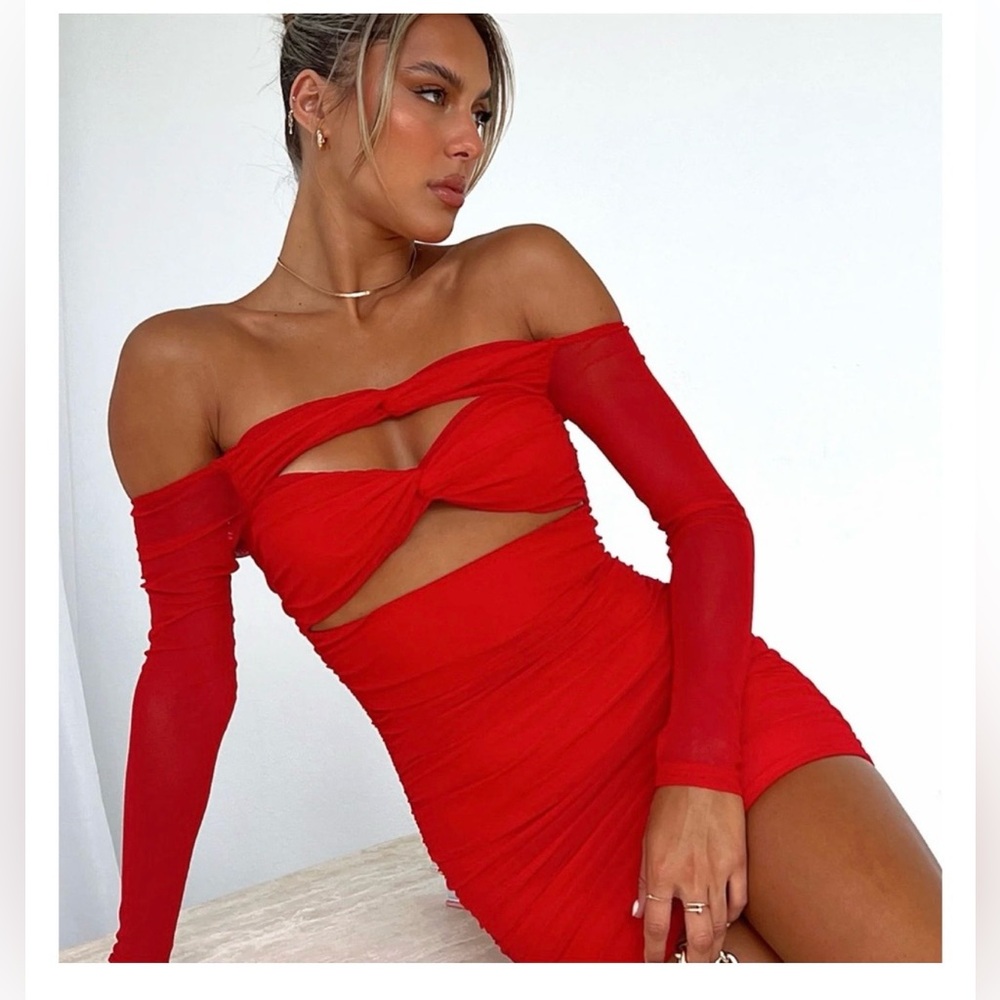 White Fox Boutique Vibrant Red Cut-Out Mini Dress